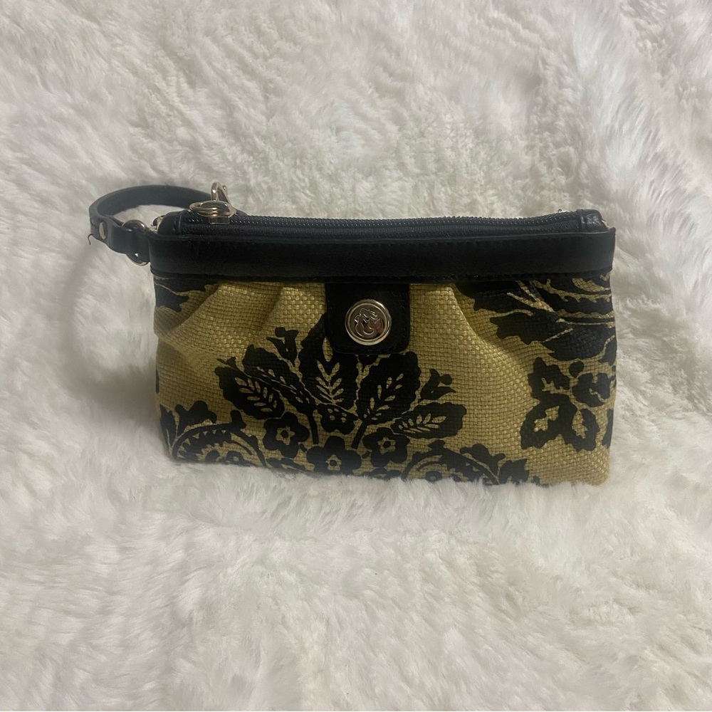 Spartina 449 Black and Gold Floral Wristlet